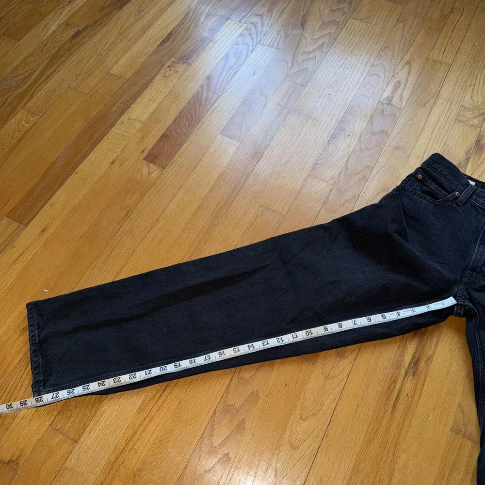 Levis Premium Dad Jeans 24 Black‎ High Rise Relaxed Straight Leg Womens Denim